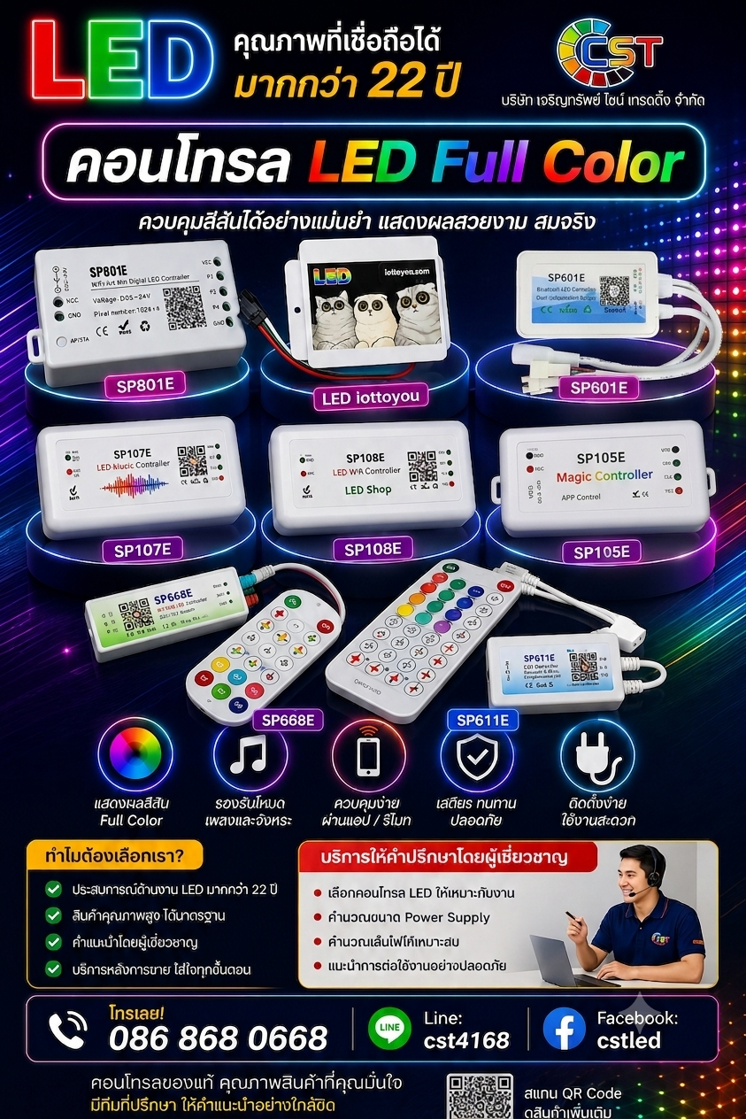 การต่อสายและตั้งโปรแกรมคอนโทรลเลอร์ฟูลคัลเลอร์